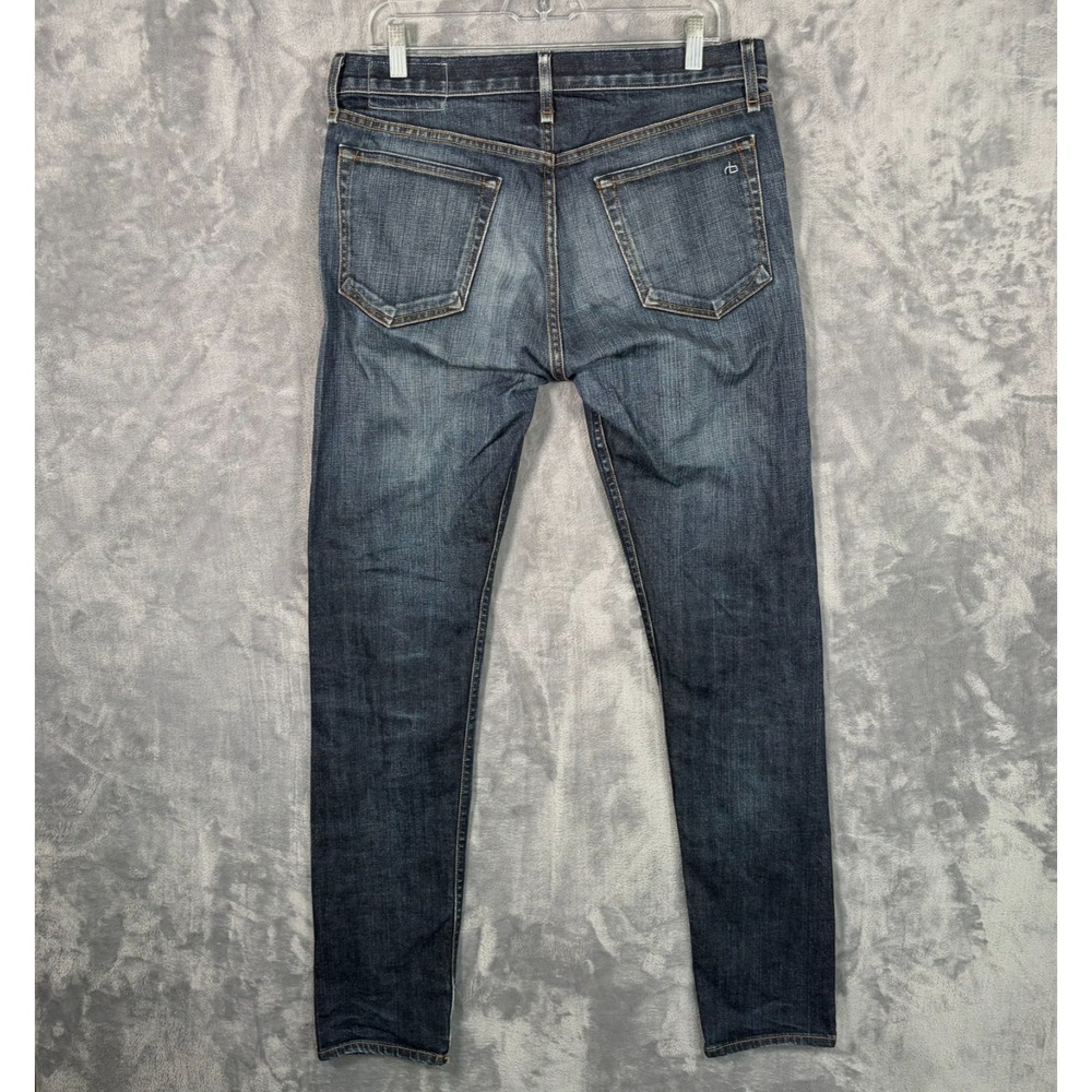 Rag & Bone Fit 2 Slim Jeans Mens 32x32 Skinny Slim Dark Blue Denim Button Fly - Picture 5 of 12